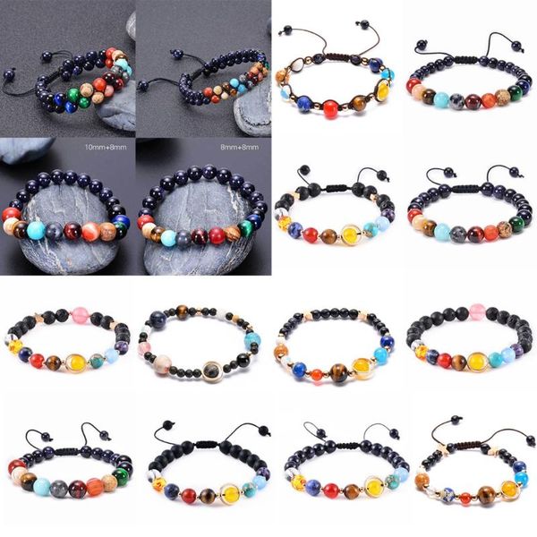

fashion eight planets bracelet natural stone beads bracelet bangle galaxy solar system adjustable rope jewelry, Black