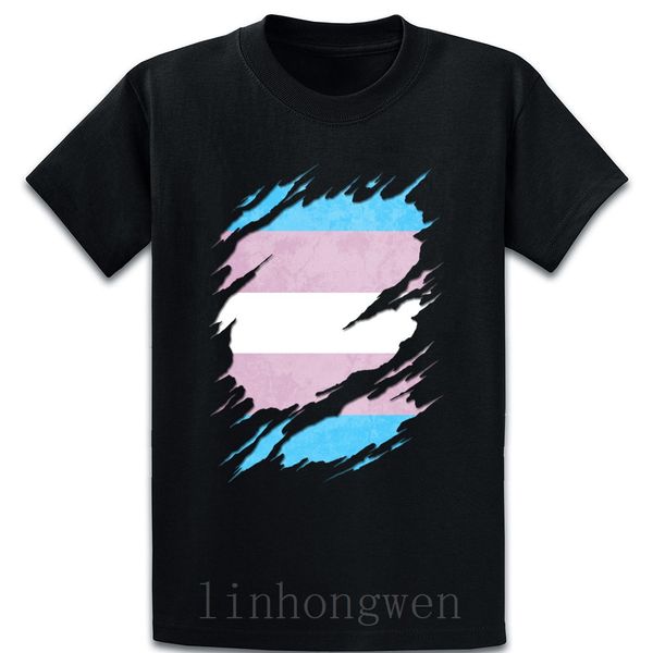 

transgender pride flag ripped reveal t shirt normal cotton summer fitness breathable customize round neck unique shirt
