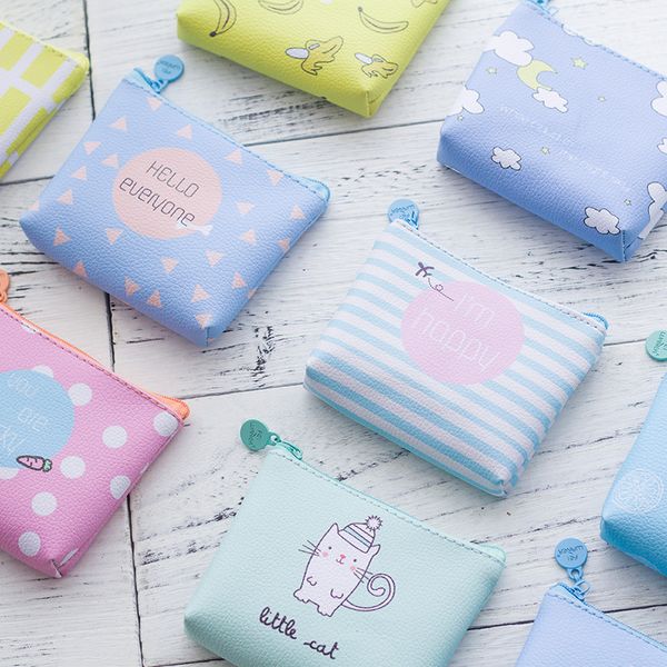 

storage bags mini sanitary napkin waterproof pu coin purse holder swab bag cosmetic organizer women wallets