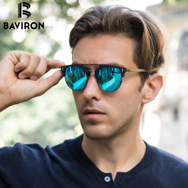 

baviron 2020 designer wooden sunglasses man retro classic sun glasses metal and wood polarized sunglasses popular eyewear 096, White;black