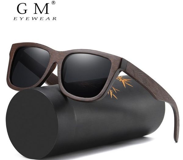 

gm natural polarized wooden sunglasses men bamboo sun glasses women brand original wood glasses s3833, White;black