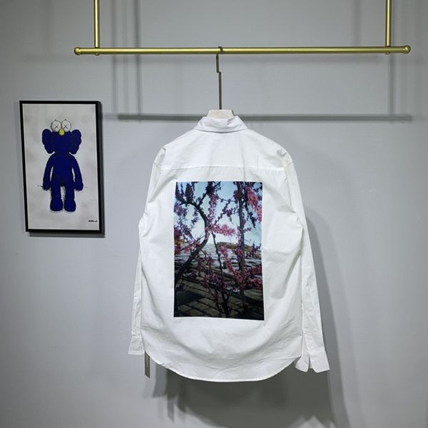 

europe spring summer men women essential floral flower p hip hop oversize long sleeve shirt cool street wear shirt, White;black