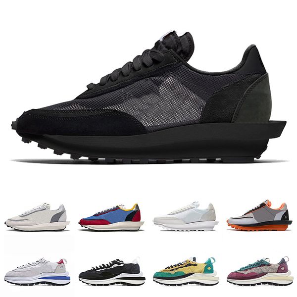 

sacais x waffle designer luxury mens women tennis running shoes triple black varsity blue game royal pure platinum sneakers sport trainers, White;red