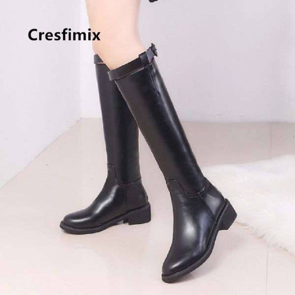 

cresfimix botas de mujer women fashion comfortable autumn high heel long boots lady casual boots winter street black a6003