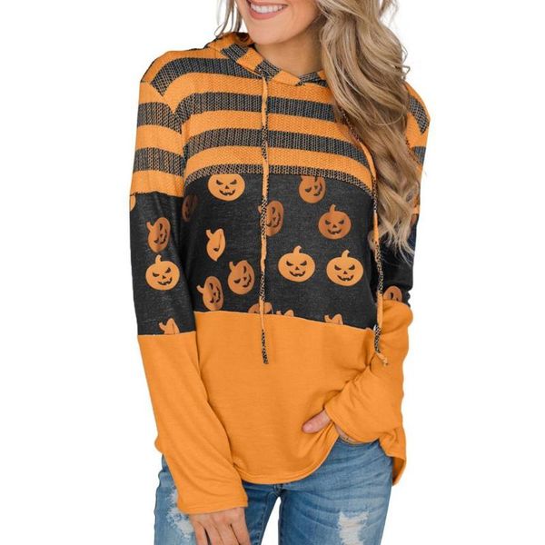 

autumn sweatshirt female kpop loose plus size female long sleeve hoody winter pumpkin drawstring halloween hoodies cothing, Black