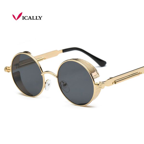 

sunglasses gothic polarized men steampunk round metal frame women sun glasses eyewear brand designer uv400, White;black