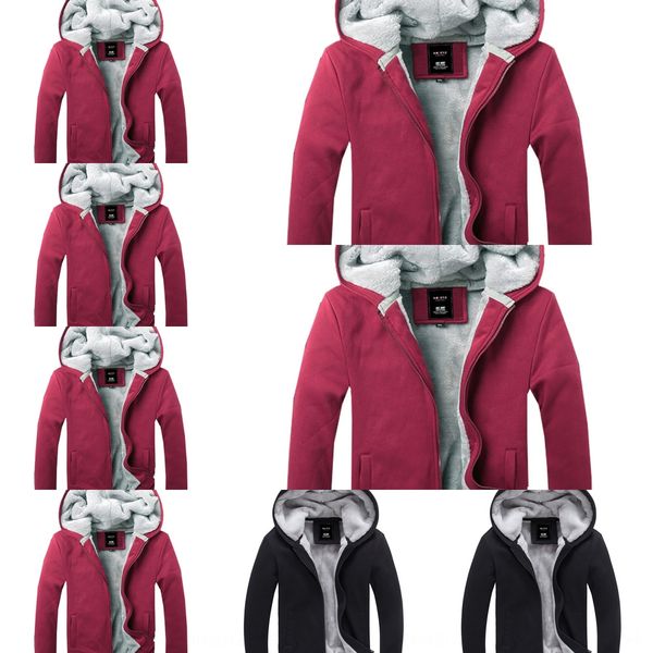 

winter all-match casual coat hoodie sweater men's coat with fluff liner hoodie men's sweater yryc7, Black