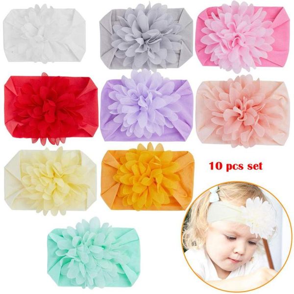 

hair accessories 10pcs kids born girls baby solid headband band bow headwears 0-2y children's with soft hairband, Slivery;white