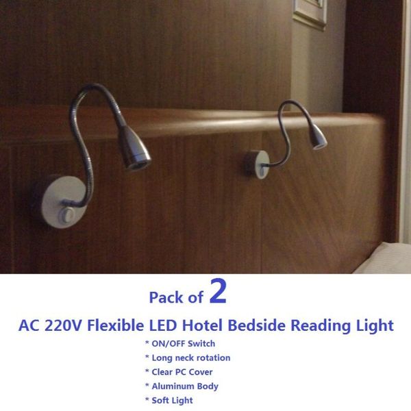 

wall lamp 2pcs 220v rotation reading light 3w bedside shoot for bedroom/el/stair corner warm/cool flexible gooseneck