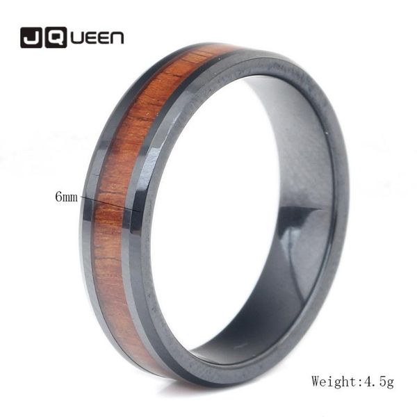 

wedding rings european and american classic retro wood grain inlaid ceramic ring, simple jewelry does not fade, Slivery;golden