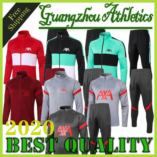 

20 21 mohamed salah firmino soccer jacket 2020 2021 football shirt thiago virgil mane verpool men kit training suit, Black;blue