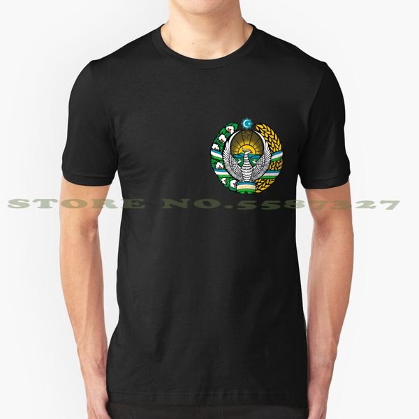 

emblem of uzbekistan black white tshirt for men women