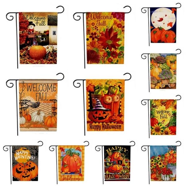 moda Halloween bandiera zucca bandiera foglia d'acero Giardino Bandiere cortile benvenuto AUTUNNO bandiera cortile Banner Bandiere 47 * 32 CM T2I51438