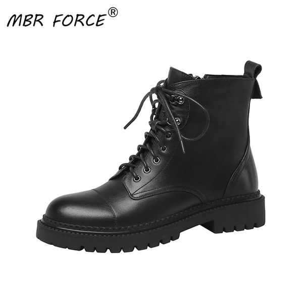 

mbr force 2020 new leather fashion punk shoes ladies ankle motorcycle boots european and american style microfiber black plush