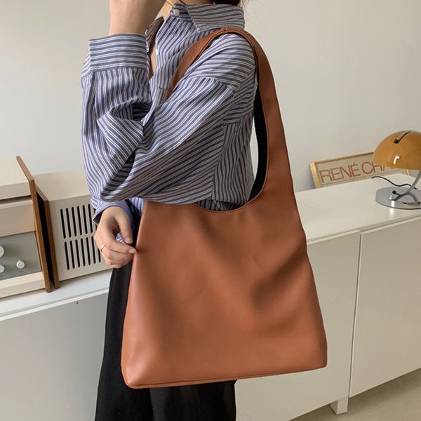 

vintage women shoulder bags soft pu leather female handbag large capacity 2020 new winter ladies big totes bolsa feminina brown