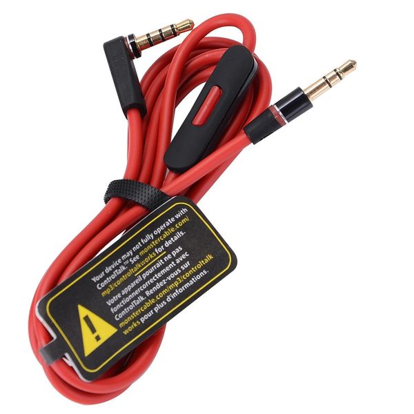 

3.5mm replacement red cables for studio heaphones with control talk and mic extension cord audio auxiliary male to male for solo mixr 100pcs