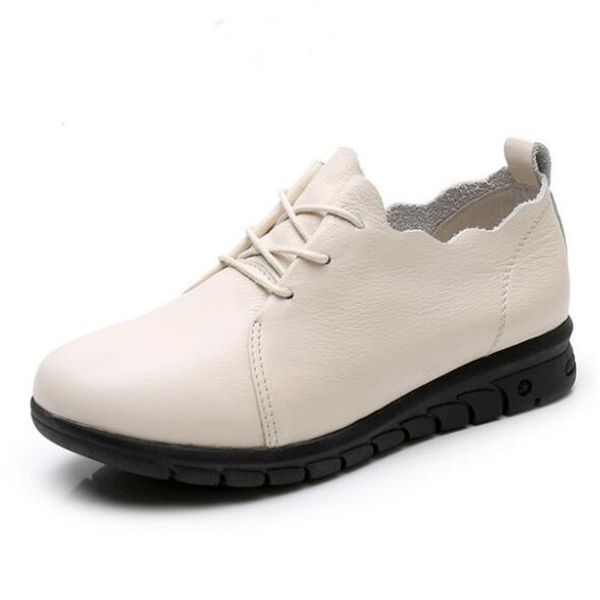 

sale 2020 new spring soft cowhide leather shoes fashion casual shoes soft comfort breathable women flat plus size, Black