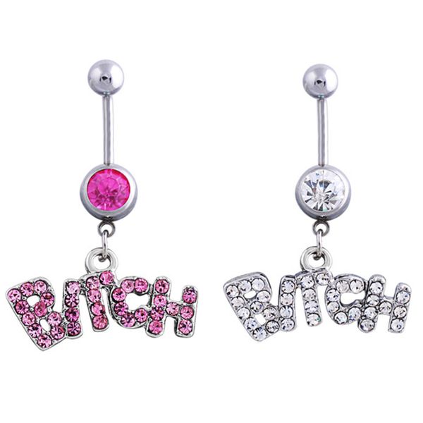 Хирургическая нержавеющая сталь пупка кольца сука буквами Belly Button Rings Piercing Stud модно драгоценные подарки для женщин