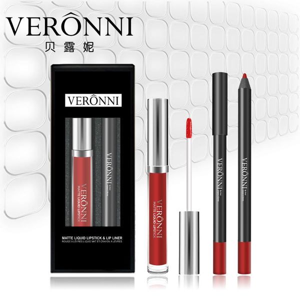 

lip gloss matte tube liquid lipkit with lipliner long lasting keep 24 hours waterproof beauty makeup cosmetic veronni