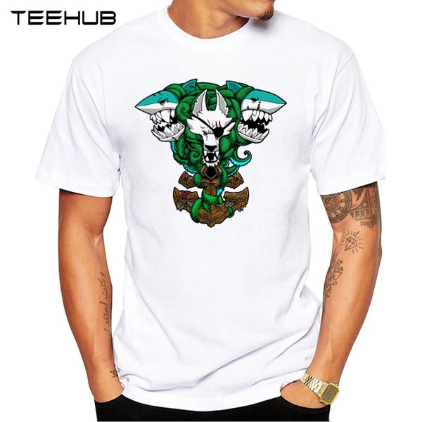 

new arrivals 2019 teehub cool men's fashion wolf shark ocs design t-shirt short sleeve o-neck hipster tee