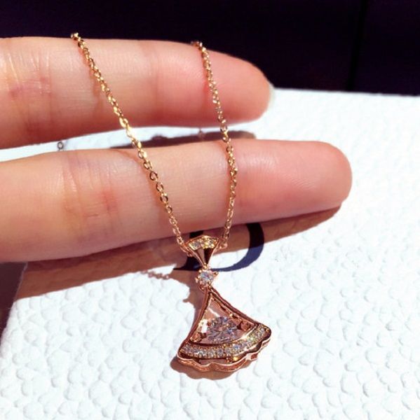 

fashion luxury designer super sparkling diamond zircon little dress short choker pendant necklace for women girls, Silver