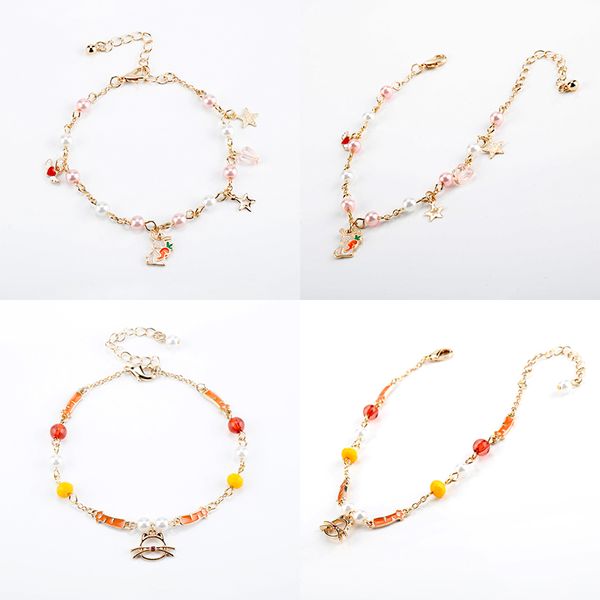 

new fashion pearl bracelet cute girl romantic cat star dangle simple cartoon bracelets for women jewelry, Black