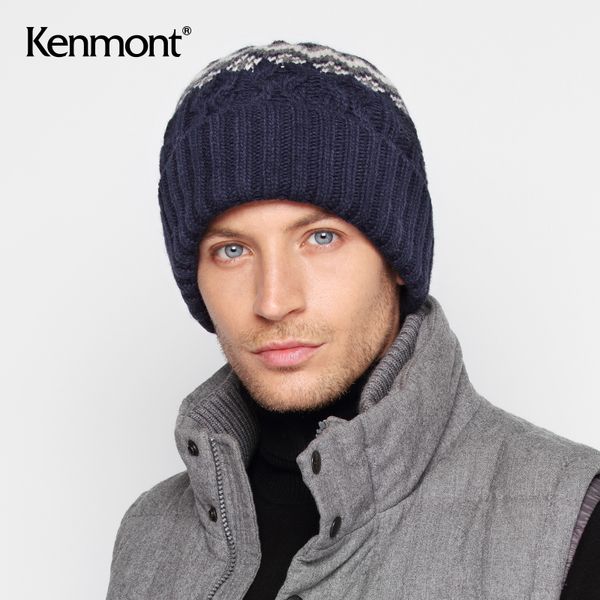 

men's winter hat knitted pullover hat lamb wool yarn warm ski men's unique fashion jacquard wool, Blue;gray