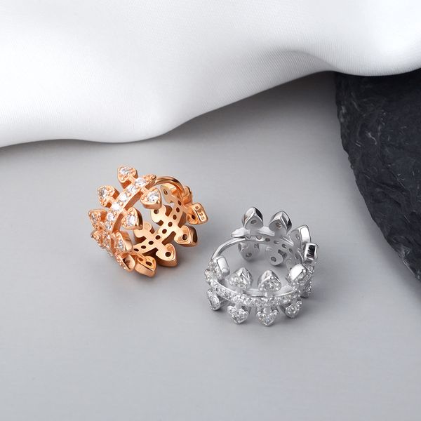 

only 1pc 14mm 925 sterling silver heart love cz zircon branch leaf of olive hoop huggie earrings fine jewelry tle1120, Golden;silver
