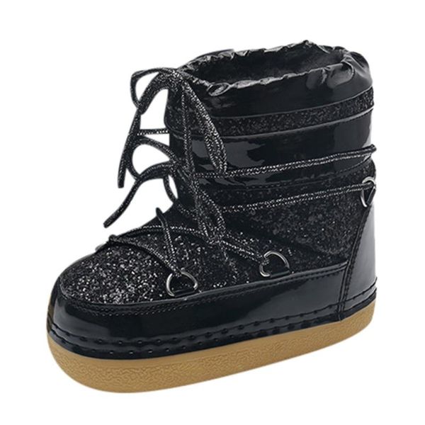 

winter snow boots women's waterproof overcoat casual platform non-slip shoes pu snow plush short booties pvc work rain shoes, Black
