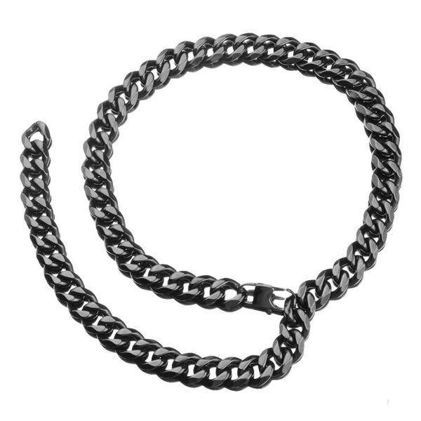 

15mm high grade cuban curb link chain stainless steel black cool men's women's necklace or bracelet christmas gift 7-40inch, Silver