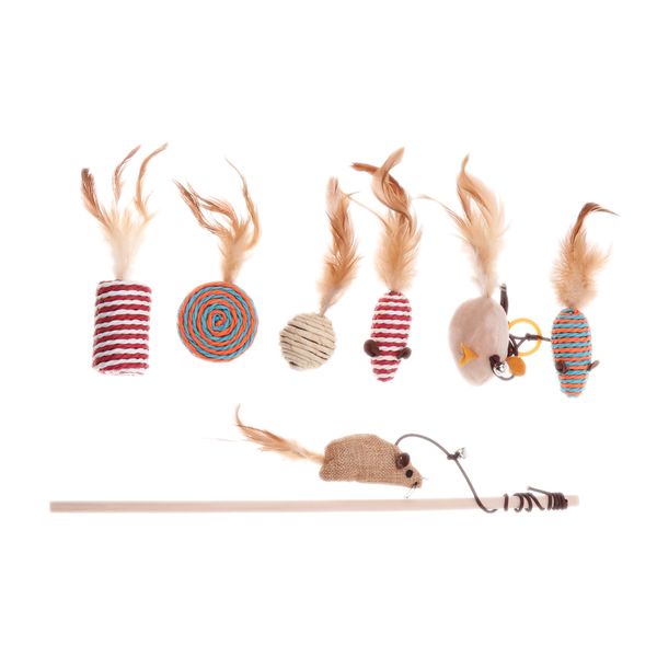 

7 pcs variety interactive kitten toys with cat teaser wand cat toys