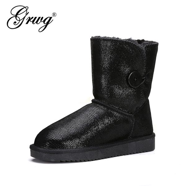 

wholesale/retail classic waterproof genuine cowhide leather snow boots warm winter shoes for women ing, Black