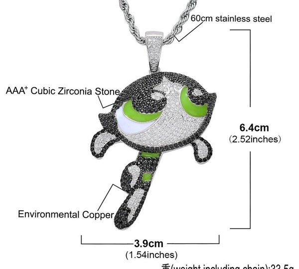 

hip hop micro асфальтовых фианитов bling iced out мультфильм девушка подвеска ожерелье для мужчин rapper66, Silver