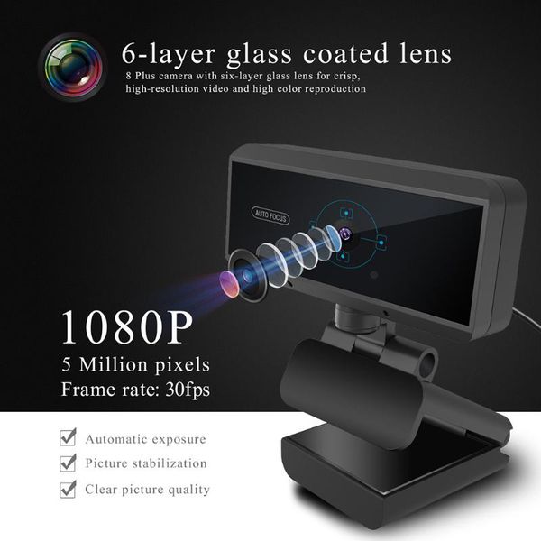 

1080p hd usb webcam video conference live streaming web camera with microphone widescreen video work home accessories