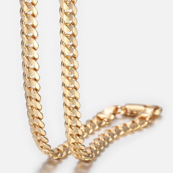 

trendsmax men's cuban link chain necklace gold filled chain necklace gift for men hiphop wholesale jewelry 4.5mm 50cm 60cm gn438, Silver