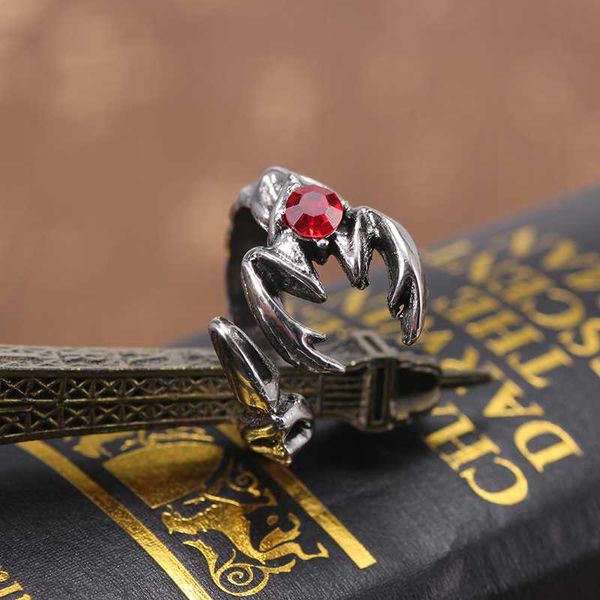 

vintage scorpion ring red rhinestone trend men's hip hop ring animal jewelry for men lovers cool gift dropshipping, Golden;silver