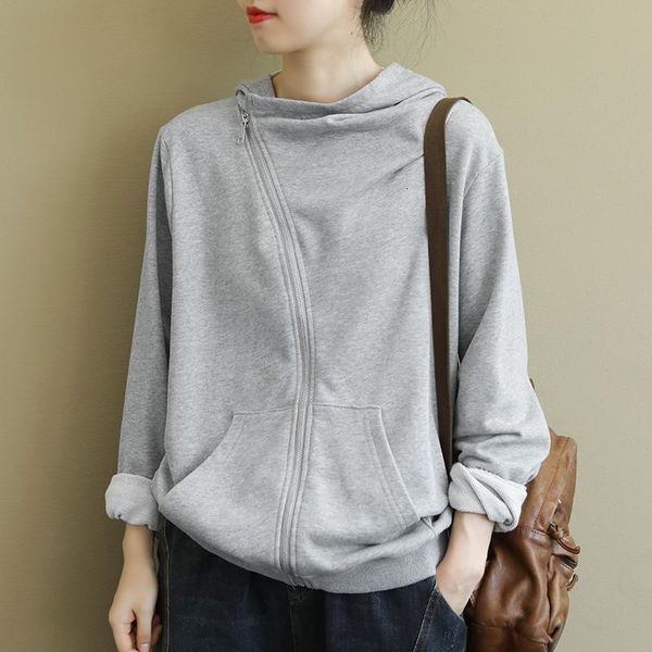 

new arrival spring arts style women long sleeve loose hooded hoodies all-matched casual solid oversized hoody ladies jacket s589, Black