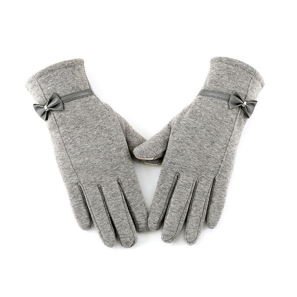 

new winter women do not pour down velvet fashion simple solid color bow decoration with velvet touch screen to keep warm gloves, Blue;gray