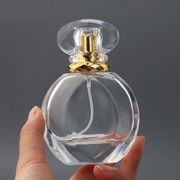 50ml 1,7 onças de cristal vazio vidro recarregáveis ​​spray garrafa de perfume Atomizador Container para Shape Essencial Perfume Oil Água fino da névoa Rodada