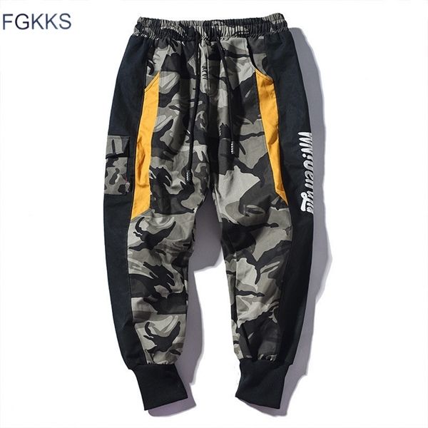 

fgkks brand men camouflage cargo pants fashion male casual trousers 100 % cotton pencil pants men's clothing, Black