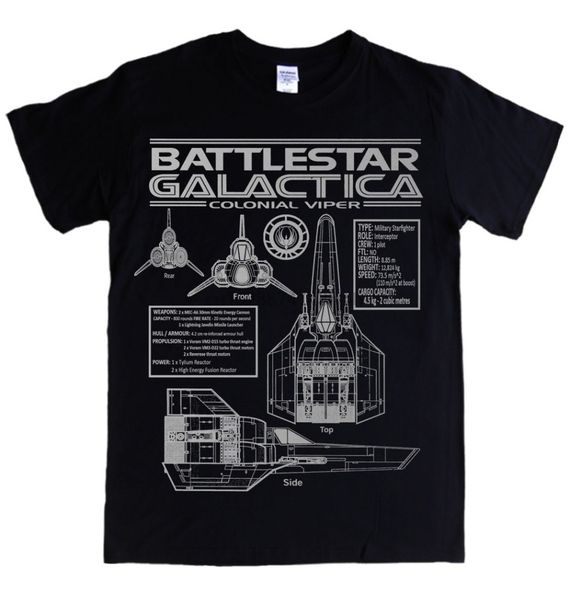 

summer men casual fashion battlestar galactica - viper blueprints s - 3xl t-shirt specs logo colonial tv