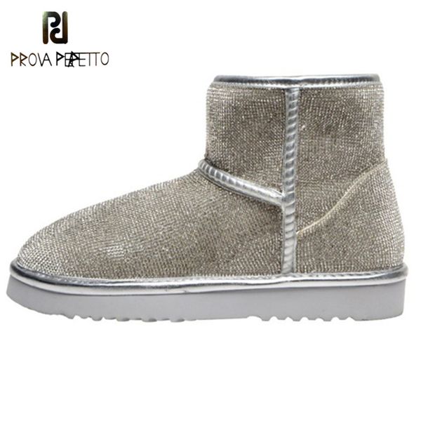 

crystal snow boots women wool ankle boots for women wool winter platform shoes women's, Black