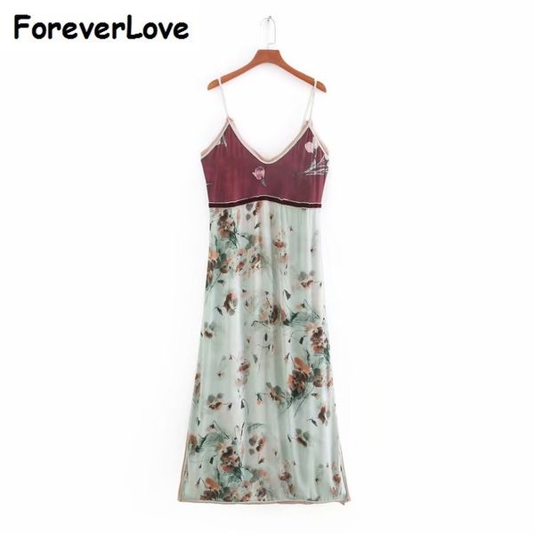 

casual dresses 2021 women vintage patchwork print chiffon sling dress female backless split sequins vestido chic ds3768, Black;gray