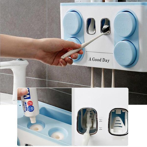 

toothbrush family brush set with install plastic cup bathroom toothpaste t200102 storage 4 holder dispenser tooth rack easy homeindustry qy