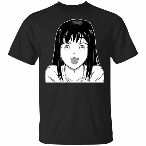 

anime manga happy full excited face cute girl meme black , navy t - shirt s - 6xl summer style tee shirt