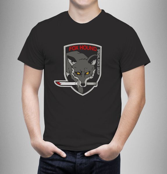 

fox hound metal gear knife logo black men short sleeve 100% cotton 2020 fashion brand men's streetwear t-shirt solid color