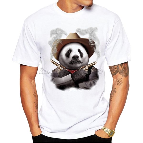 

2019 новые поступления охладить panda cross gun design мужская майка мальчик холодный tops hipster printed летняя футболка