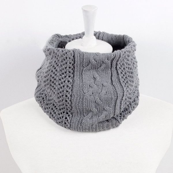 

knitted ring scarf 47*27cm winter warm men women pure color korean street style hollow out adults leisure accessories scarf, Blue;gray