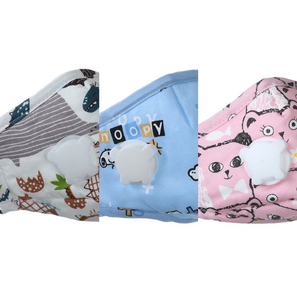 

cartoon animal kids mask with valve printed dust face mask washable mouth masks reusable 4 lkvv