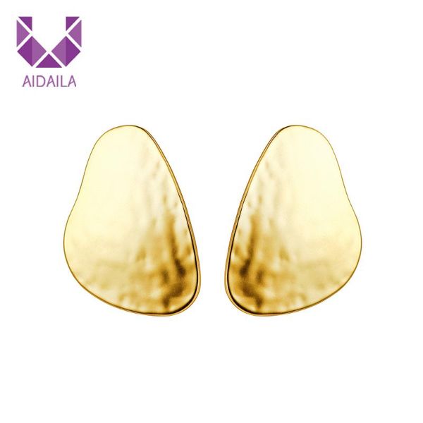 

stud women earrings irregular shape 2021 copper material vintage accessories for brincos, Golden;silver